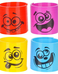 Mega Pack Of 50 Coil Springs - Assorted Emoji Silly Faces And Colors, Mini Spring Toy For Party Favor, Carnival Prize, Gift Bag Filler, Stocking Stuffers
