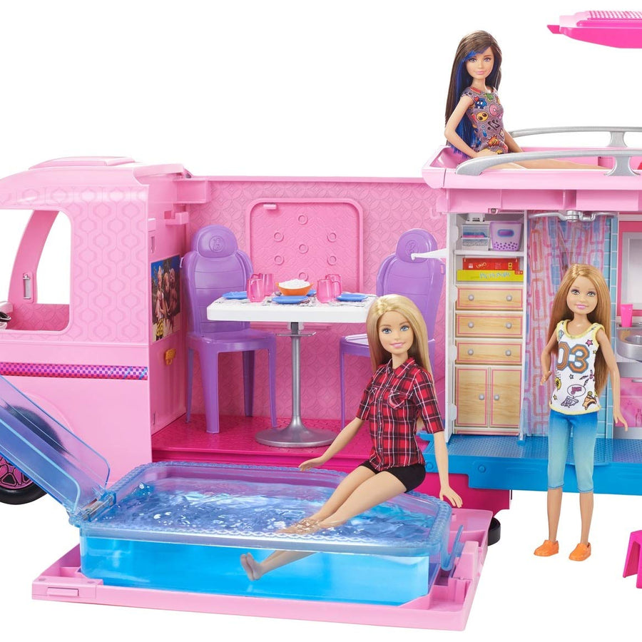 Barbie Camper Pops Out into Play Set with Pool! [Amazon Exclusive]