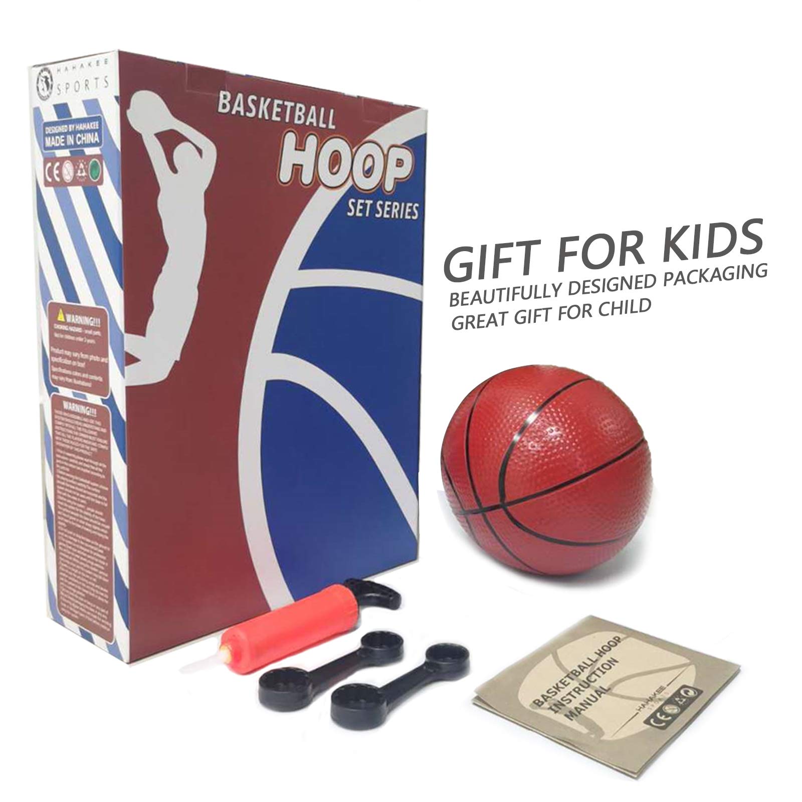 HAHAKEE Kids Basketball Hoop, Height-Adjustable 2.9 FT-6.1 FT, Indoor and Outdoor Basketball Set for Toddlers Age 3-8