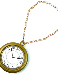 Skeleteen Jumbo Gold Clock Necklace - White Rabbit Clock, Hip Hop Rapper Clock - 1 Piece
