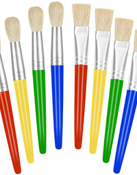 Paint Brushes for Kids, 8 Pcs Big Washable Chubby Toddler Paint Brushes, Easy to Clean & Grip Round and Flat Preschool Paint Brushes with No Shed Bristle for Acrylic Paint, Washable Paint
