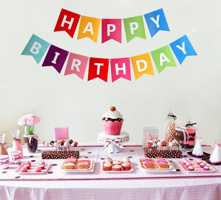 Fecedy Colorful Happy Birthday Banner Bunting