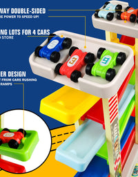 aotipol Montessori Toys for 2 3 Year Old Boys Toddlers, Car Ramp Toys with 6 Cars & Race Tracks, Garages and Parking Lots, Ramp Racer Toy Gift for Boys Girls Age 18 Months and Up
