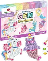 ORIENTAL CHERRY Arts and Crafts for Kids Ages 8-12 - Make Your Own GEM Keychains - 5D Diamond Painting by Numbers Art Kits for Girls Kids Toddler Ages 3-5 4-6 6-8
