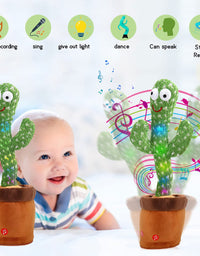 Emoin Tiktok Dancing Cactus Repeat, Talking Dancing Cactus Toy, Repeat+Recording+Dance+Sing, Wriggle Dancing Cactus Repeat What You Say and Sing Electronic Cactus Toy Decor for Kids Adult - 120 Songs
