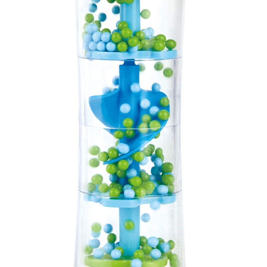 Hape Beaded Raindrops | Mini Wooden Musical Shake & Rattle Rainmaker Toy, Blue, Model Number: E0328B ,L: 2, W: 2, H: 7.9 inch