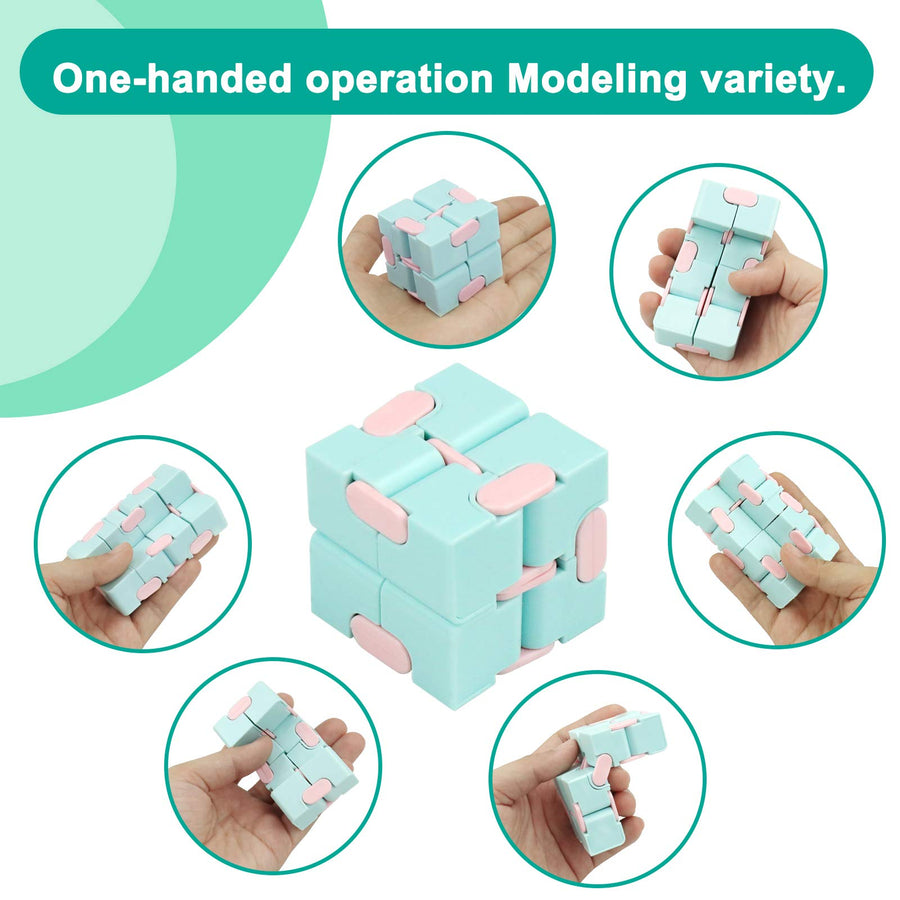 WUQID Infinity Cube Fidget Toy Stress Relieving Fidgeting Game for Kids and Adults,Cute Mini Unique Gadget for Anxiety Relief and Kill Time (Macaron Blue)