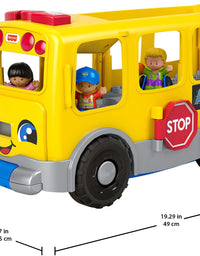 Fisher-Price Little People Big Yellow Bus, musical push and pull toy with Smart Stages for toddlers and preschool kids

