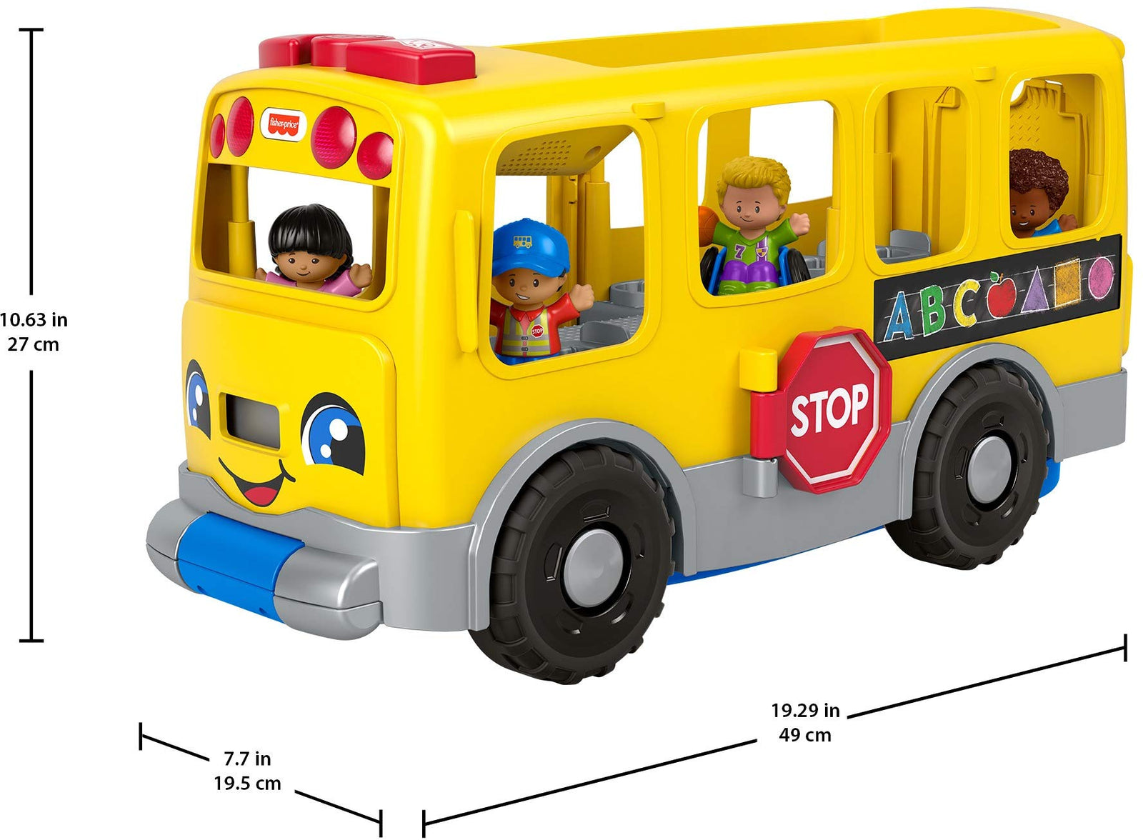 Fisher-Price Little People Big Yellow Bus, musical push and pull toy with Smart Stages for toddlers and preschool kids