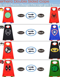 Superhero Capes and Mask for Kids Superhero Costumes Double Side Capes Superhero Toy 4-10 Year Kids Best Gifts
