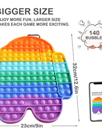 PIZZPOP Jumbo Pop Push Bubble Fidget Sensory Toy, 140 Bubbles Big Size Rainbow Silicone Fidget Popper, Stress Anxiety Relief Toys Puzzle Game Gift for Adults Kids
