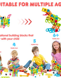 Nxone STEM Toys 195 PCS Building Toys Educational Toys for Boys and Girls Ages 3 4 5 6 7 8 9 10 Construction Building Blocks Toy Building Sets Kids Toys Creative Activities Games with Storage Box
