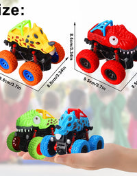 aovowog Toddler Monster Truck Toys for Boys, 4 Pack Pull Back Cars, Friction Powered Cars for Kids, Dinosaur Toys for 3 4 5 6 Year Old Boys Girls - Christmas Birthday Party Gift for Kids

