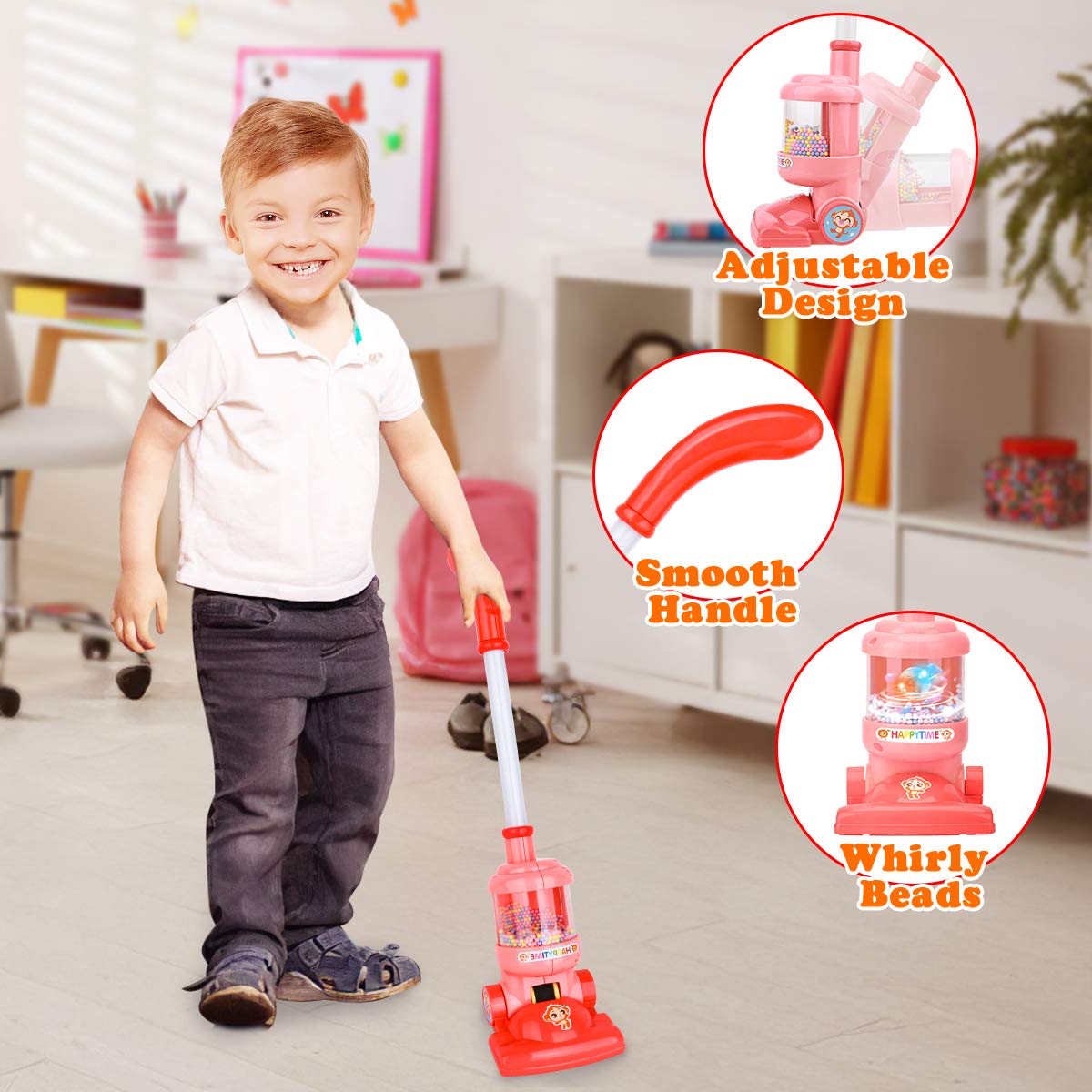 Meland Kids Cleaning Set - 8Pcs Toddler Broom and Cleaning Set with Toy Vacuum Cleaner, Pretend Play Children House Cleaning Toys, Christmas Birthday Gift for Girls Boys