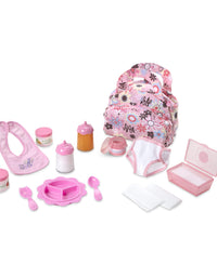 Melissa & Doug Doll Feeding and Changing Accessories - Bib, Bag, Diaper, Wipes, Utensils, Bottles
