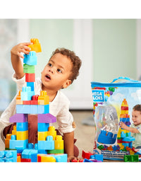 Mega Bloks First Builders Big Building Bag with Big Building Blocks, Building Toys for Toddlers (80 Pieces) - Blue Bag 3-5 years
