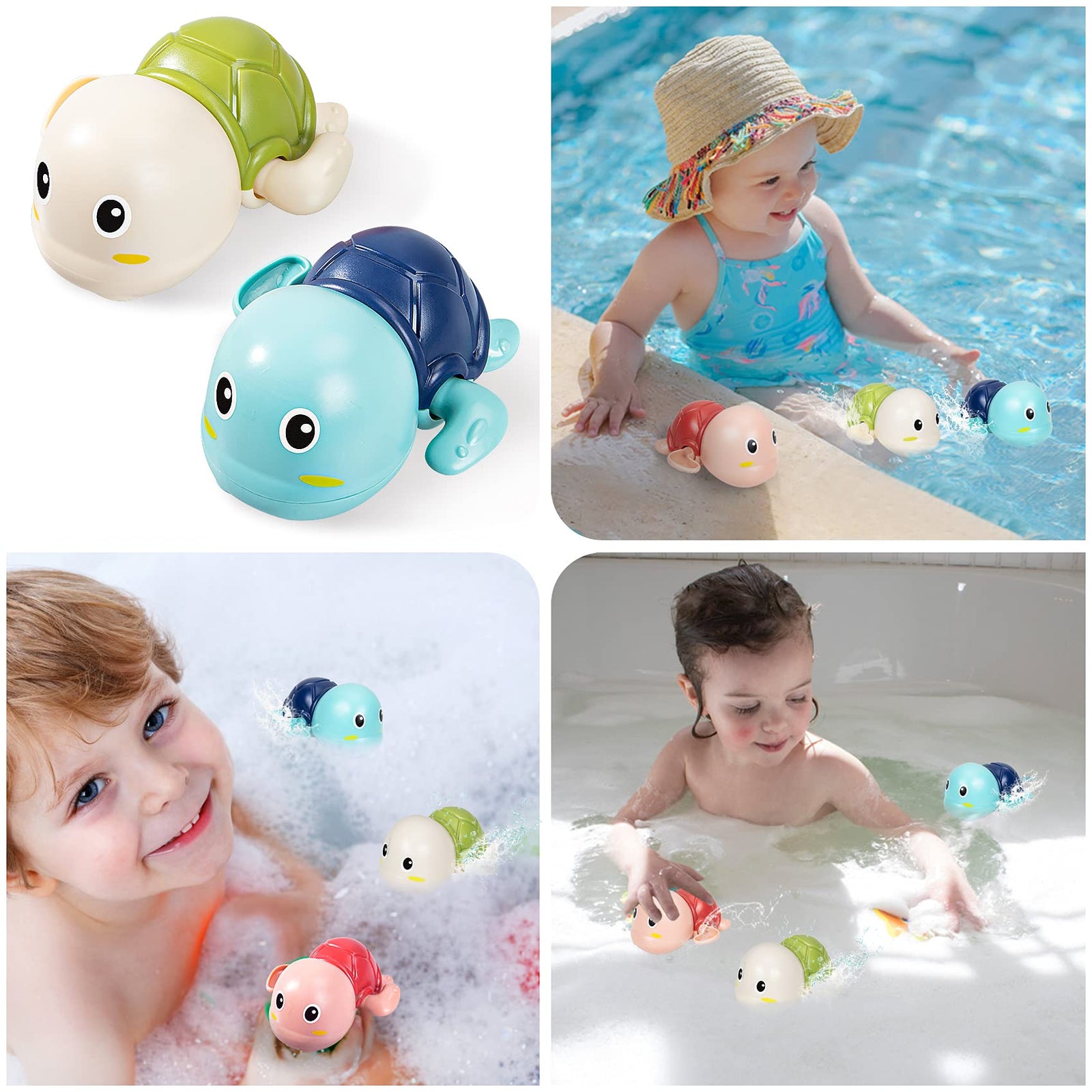 SEPHIX Go, Go! Cute Swimming Turtle Bath Toys for Toddlers & Kids (3 Pcs)