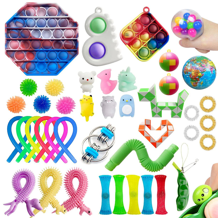 Cherislpy 42 Pack Sensory Fidget Pack Pop Fidget Toys Simple Mini Pop Dimple Sensory Toys for Kids Adults Autism Special Stress Relief and Anti-Anxiety Toys Assortment Party Favors