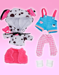 Cry Babies Dressy Dotty - 12" Baby Doll | Blue Overalls, Dalmatian Themed Hoodie with Animal Ears, Amazon Exclusive
