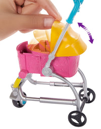 Barbie Stroll ‘n Play Pups Playset with Blonde Barbie Doll (11.5-Inch), 2 Puppies, Pet Stroller and Accessories, Gift for 3 to 7 Year Olds
