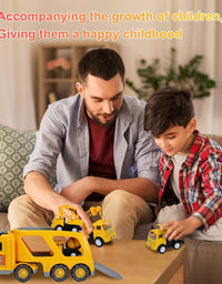 Toys for 1 2 3 4 5 6 Year Old Boys, Kids Toys Truck for Toddler Boys Girls, 5 in 1 Friction Power Construction Toys Car Carrier Vehicle for Age 3-9 Boys Christmas Birthday Gifts for Kids Age 3 4 5 6
