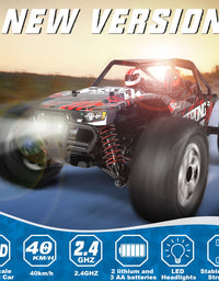 RADCLO 1:14 Scale RC Cars, 4WD High Speed 40 Km/h Monster RC Truck for All Terrain, 2.4 GHz Remote Control Car with Headlight and Two 7.4v Rechargeable Batteries for Boys Girls Kids and Adults
