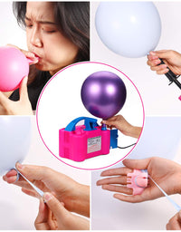 PCFING Electric Air Balloon Pump and Balloon Tying Tool in One, Portable Dual Nozzle Electric Balloon Blower Air Pump Balloons Inflator with Tying Tool on Pump for Decoration, Party and Save Time

