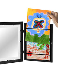 Americanflat 10x12.5 Kids Artwork Picture Frame in Black- Displays 8.5x11 With Mat and 10x12.5 Without Mat - Composite Wood with Shatter Resistant Glass - Horizontal and Vertical Formats
