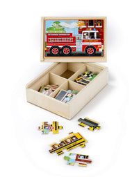 Melissa & Doug Vehicles 4-in-1 Wooden Jigsaw Puzzles in a Storage Box (48 pcs)
