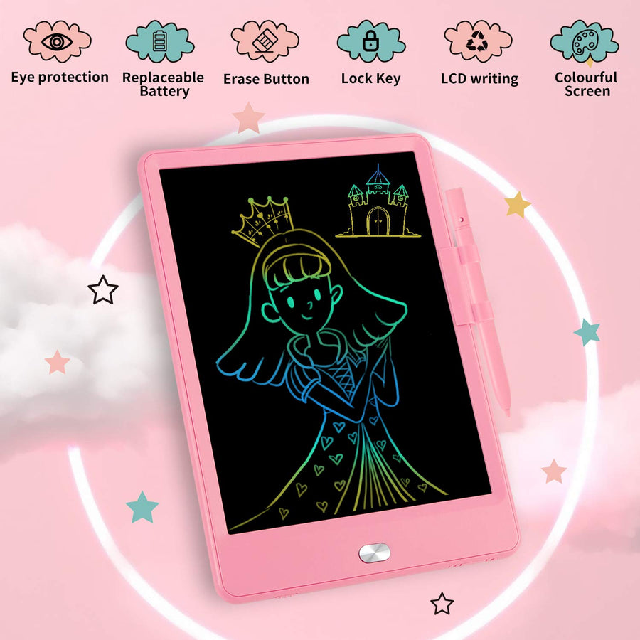 TEKFUN Toddler Toys Age 2-4 Girls Gifts for 3 4 5 6 7 Year Old, LCD Writing Tablet Drawing Board 8.5" Colorful Drawing Pad for Kids Doodle Board, Educational School Birthday Toys for 3-8 Little Girls
