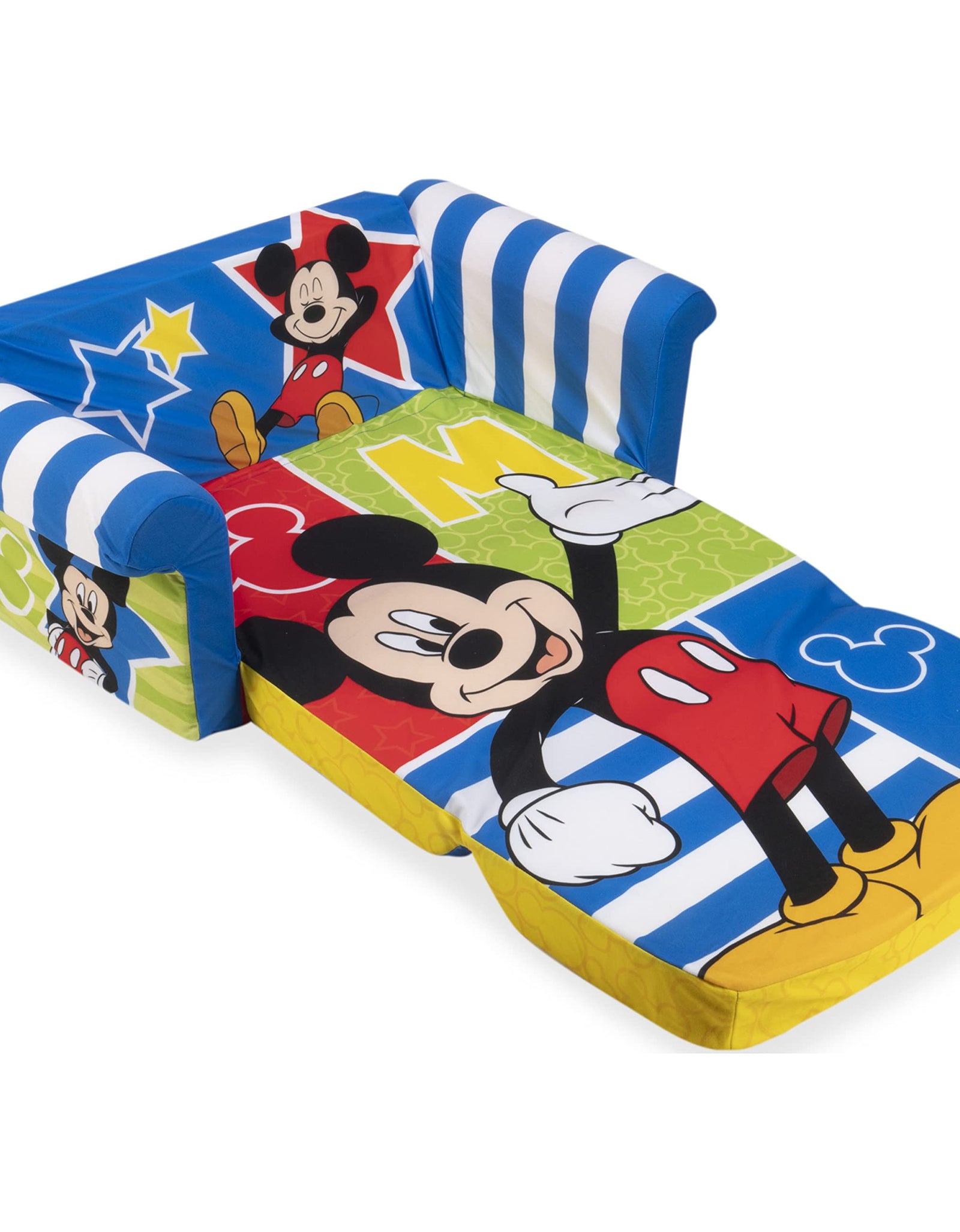 Marshmallow Furniture, Children's 2-in-1 Flip Open Foam Compressed Sofa, Disney’s Mickey Mouse