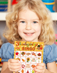 Fancy Land Thanksgiving Bingo Game 24 Players for Kids Holiday Party Craft Supplies
