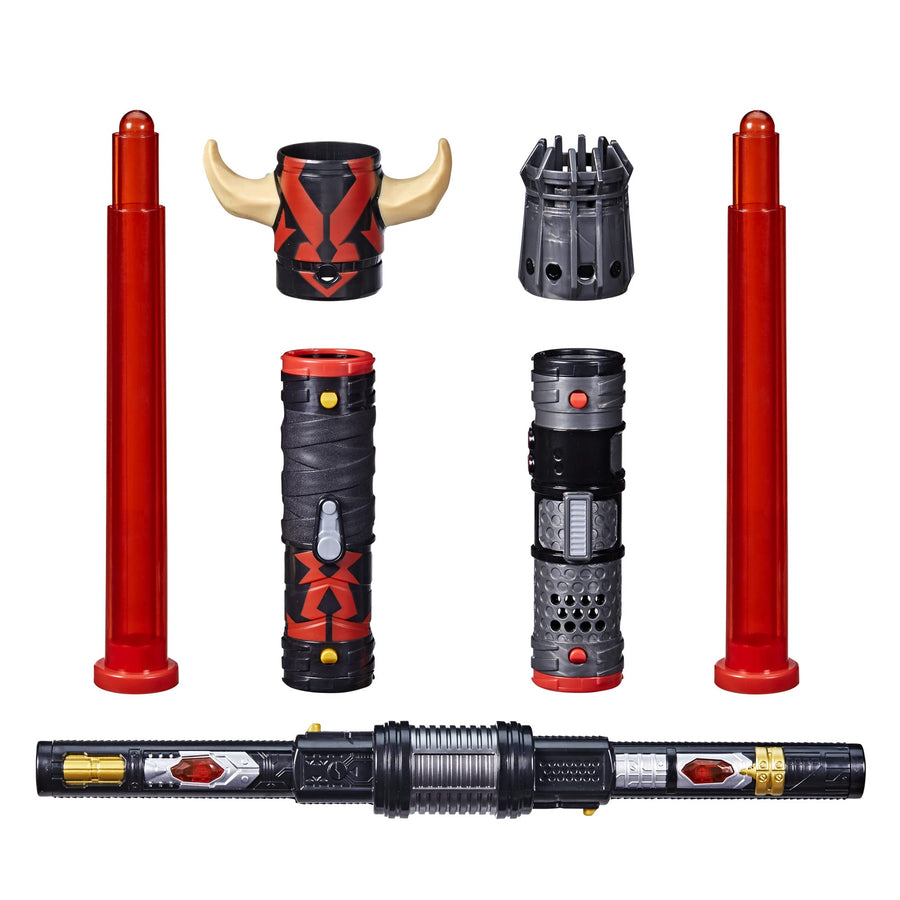 Star Wars Lightsaber Forge Darth Maul Double-Bladed Electronic Red Lightsaber Toy, Customizable Roleplay Toy for Kids Ages 4 and Up,F1141