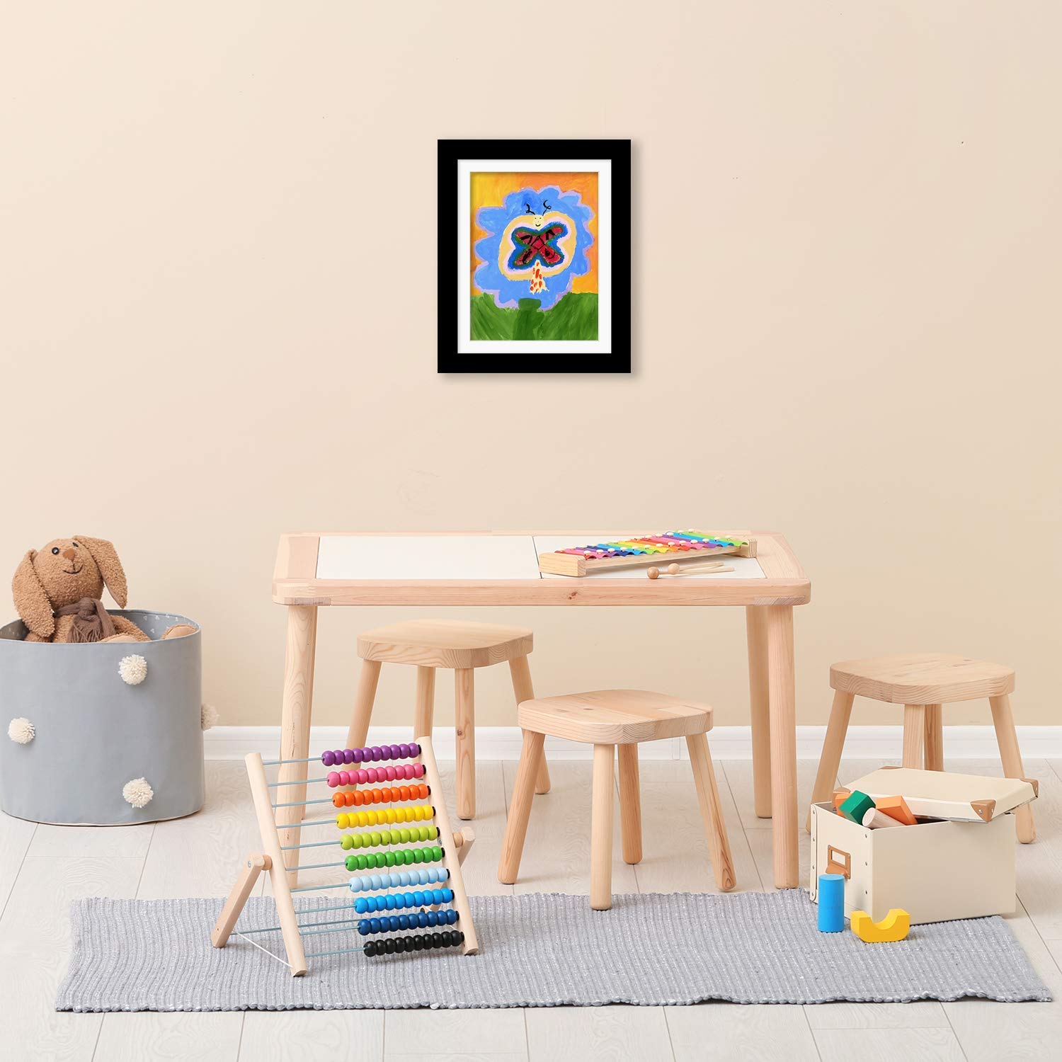 Americanflat 10x12.5 Kids Artwork Picture Frame in Black- Displays 8.5x11 With Mat and 10x12.5 Without Mat - Composite Wood with Shatter Resistant Glass - Horizontal and Vertical Formats