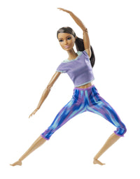 Barbie Made to Move Doll with 22 Flexible Joints & Curly Brunette Ponytail Wearing Athleisure-wear for Kids 3 to 7 Years Old
