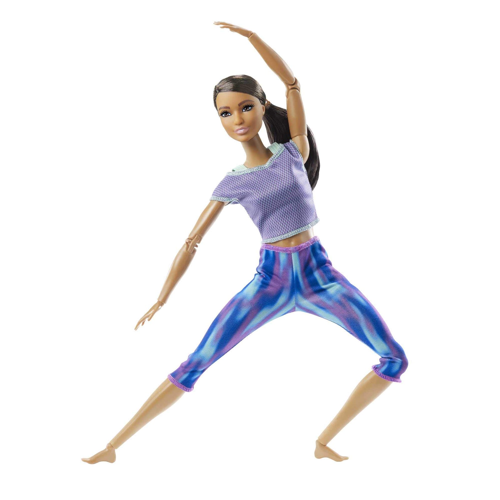 Barbie Made to Move Doll with 22 Flexible Joints & Curly Brunette Ponytail Wearing Athleisure-wear for Kids 3 to 7 Years Old