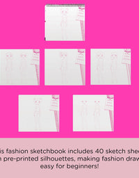 Fashion Angels Fashion Design Sketch Portfolio (11451), Sketch Book for Beginners, Fashion Sketch Pad with Stencils and Stickers For Kids 6 and Up
