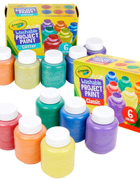 Crayola Washable Kids Paint, 12 Count, Amazon Exclusive, Gift, Assorted and Glitter
