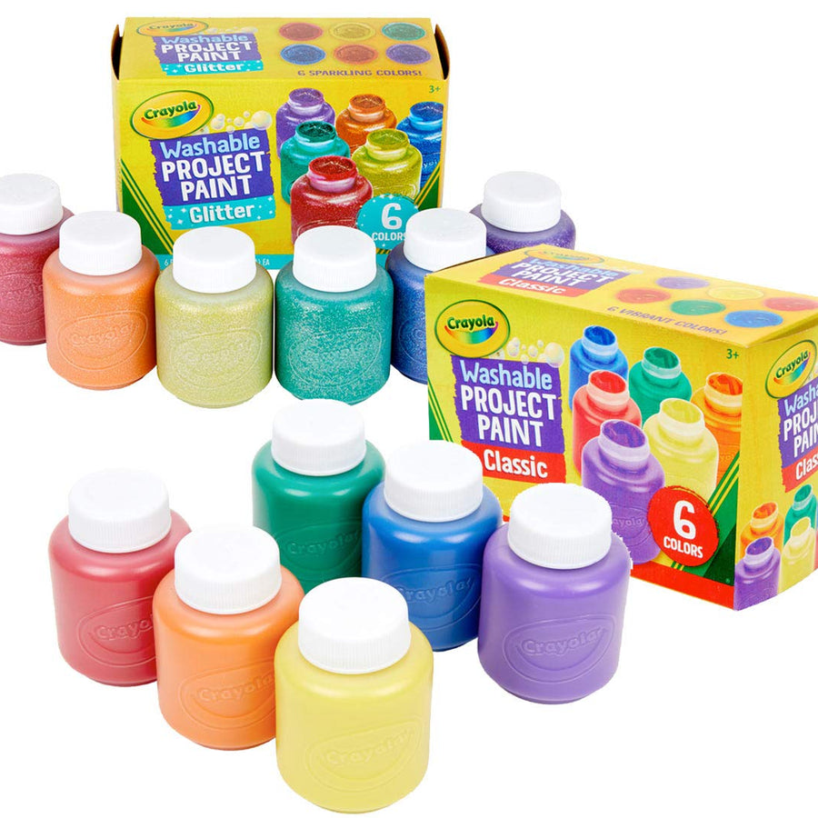 Crayola Washable Kids Paint, 12 Count, Amazon Exclusive, Gift, Assorted and Glitter