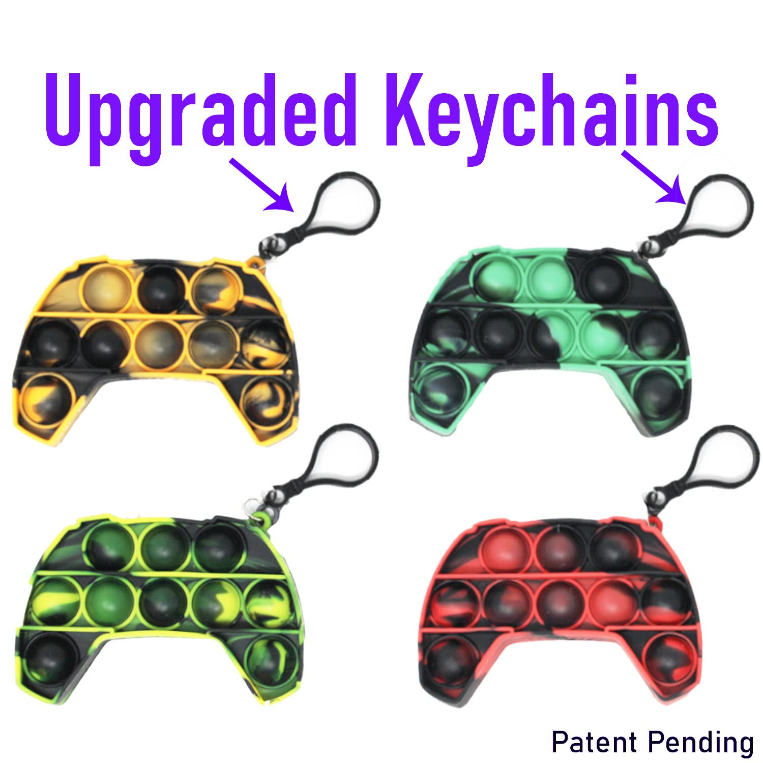 KINIA 8 Pack Fidget Toys Mini Pop It Sensory Controller Toy Fidgets Keychain - Patent Pending - Controller Shaped Keychain Pop It Toy for Kids Children Adults (8 Pack, Controller Multicolor)