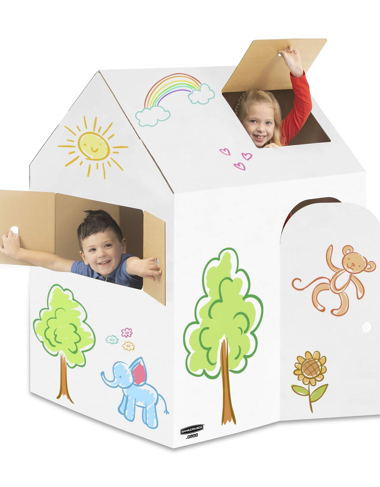Bankers Box at Play Gingerbread Playhouse, Cardboard Playhouse and Craft Activity for Kids