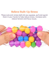 DNA Squish Stress Balls (4-Pack) Squeeze, Color Sensory Toy - Relieve Tension, Stress - Home, Travel and Office Use - Fun for Kids and Adults (Squishy)
