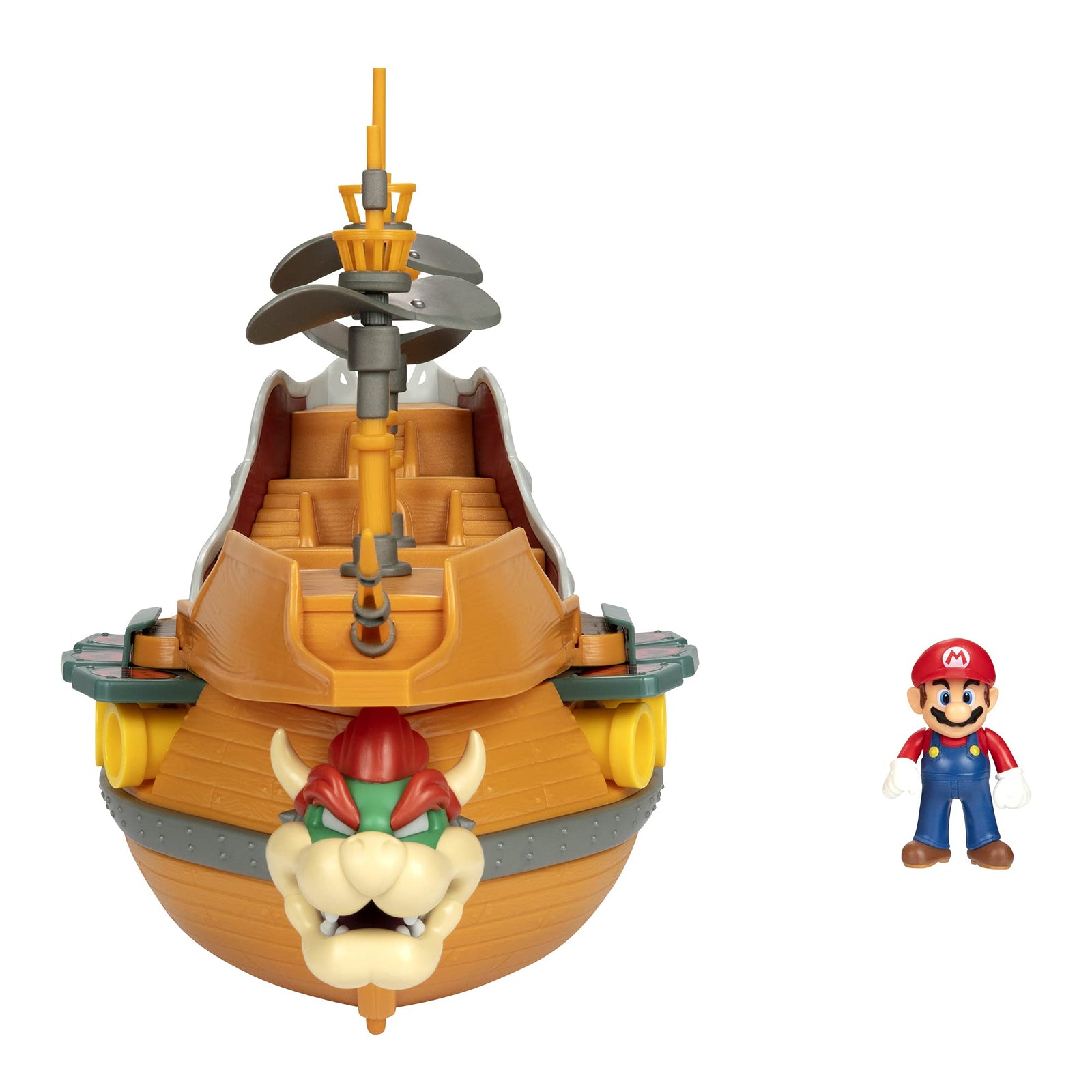 Super Mario Deluxe Bowser's Air Ship Playset with Mario Action Figure – Authentic In-Game Sounds & Spinning Propellers