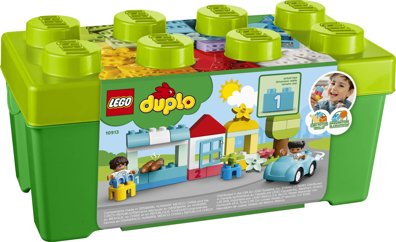LEGO DUPLO Classic Brick Box 10913 First Set with Storage Box, Great Educational Toy for Toddlers 18 Months and up (65 Pieces)