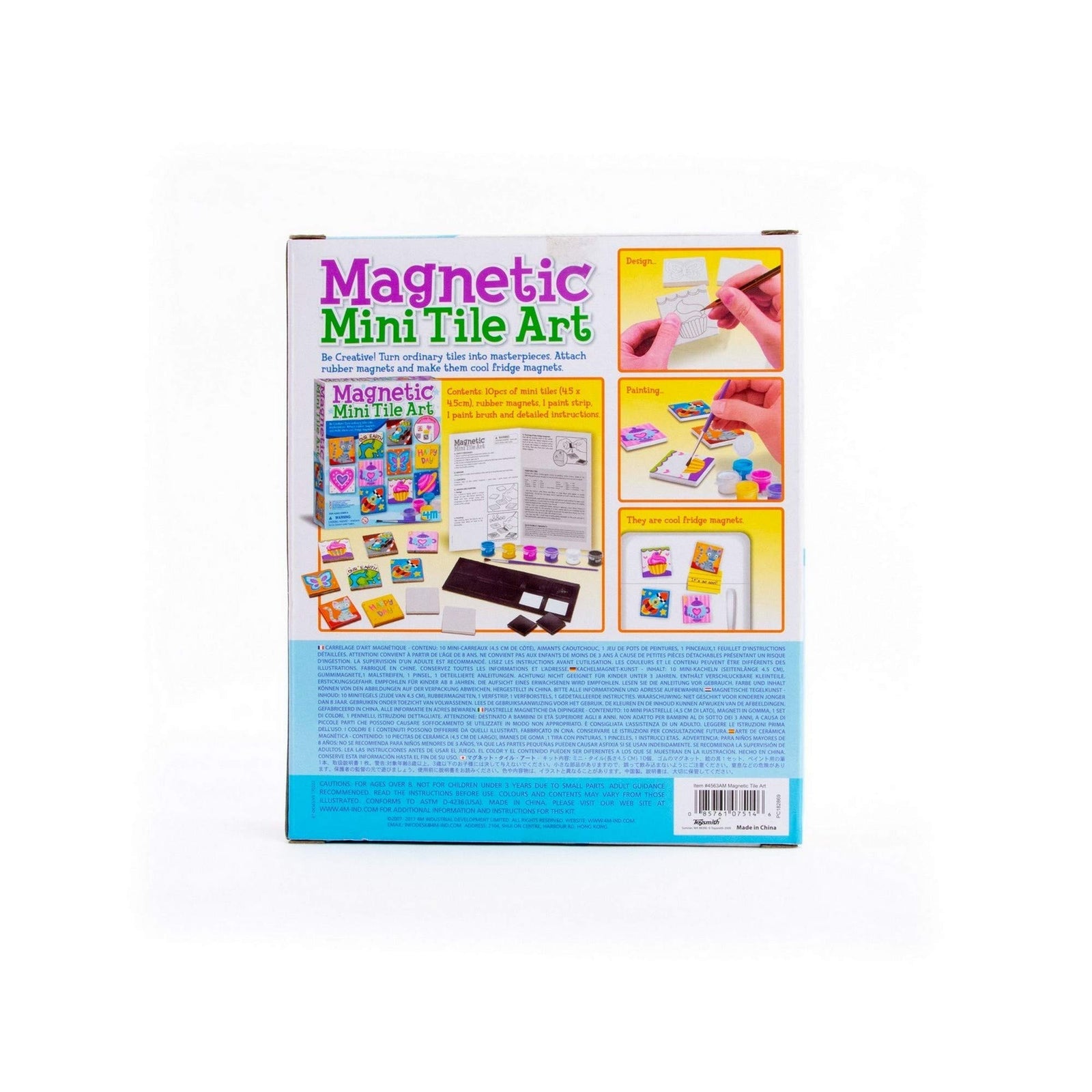 4M 4563 Magnetic Mini Tile Art - DIY Paint Arts & Crafts Magnet Kit for Kids - Fridge, Locker, Party Favors, Craft Project Gifts for Boys & Girls