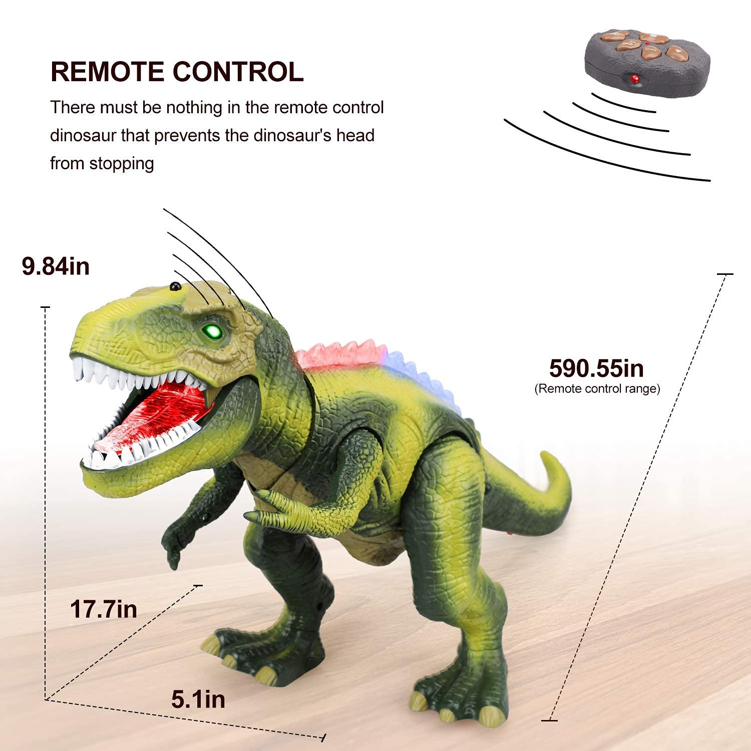 STEAM Life Remote Control Dinosaur Toys for Kids 3 4 5 6 7+ Light Up & Realistic Roaring Sound - T rex Dinosaur Toys Gifts for Christmas - Dinosaur Robot Toy for Kids Boys Girls (Green)