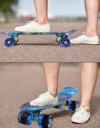 Skateboards Complete 22 Inch Mini Cruiser Retro Skateboard for Kids Boys Youths Beginners
