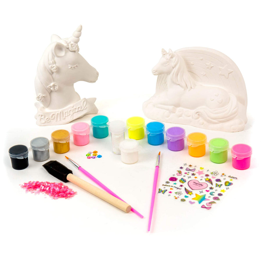 It’s So Me Paint Your Own Unicorns by Horizon Group Usa,DIY,Paint & Decorate 2 Ceramic Unicorns,Includes 6 Acrylic Paints,5 Metallic Paints,Gemstones,Glitter,Sticker Sheet,Sequins,Paint Brushes & More