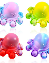 DUNYPOOD Octopus Pop Fidget Toy 4 Pack, Tie-dye Push Bubble Reversible Fidget Toys Keychain, Sensory Keychain Fidget Pack, Stress Relief Portable Mini Pop Keychain for Kids Autism ADHA
