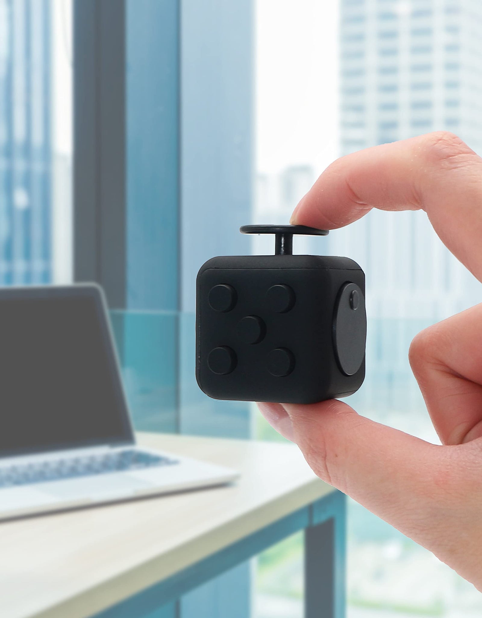 Appash Fidget Cube Stress Anxiety Pressure Relieving Toy Great for Adults and Children[Gift Idea][Relaxing Toy][Stress Reliever][Soft Material] (Black&Black)